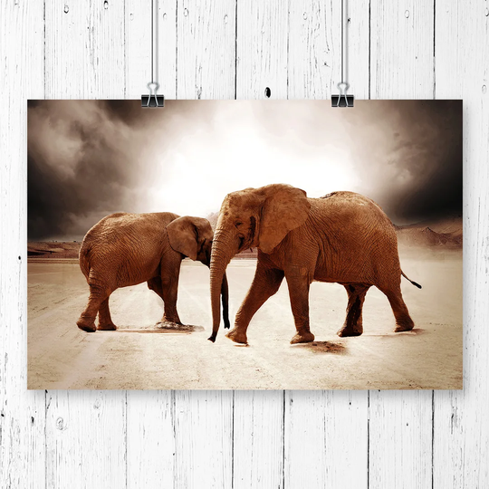 'Two Elephants' Graphic Art
