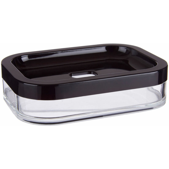Soap Dish Durable Dishes For Bathroom Black Acrylic Dish With 3D Design Soaps Tray / Trays With Self Draining Removable Base 9 x 3 x 12 - Premier