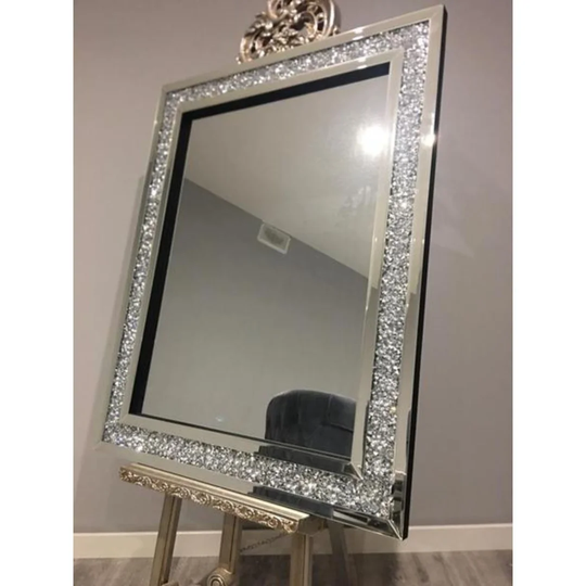 Massey Glass Framed Wall Mounted Dresser Mirror in Silver