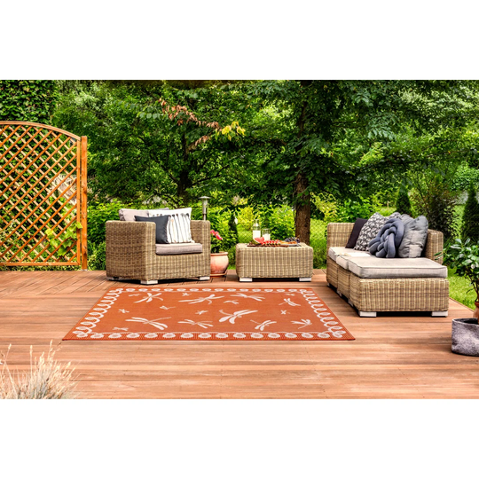 Propst Terrace Dragonfly Tufted Orange Rug