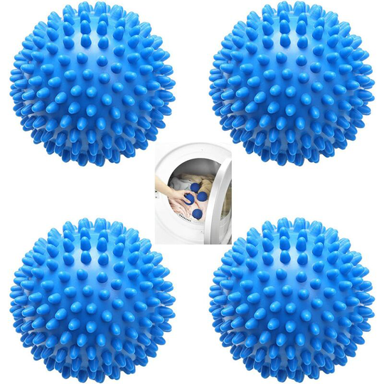 Set of 4 drying balls - For tumble dryers reusable balls, laundry dryers - Blue