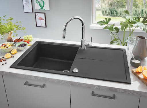 Grohe K400 Granite Black 1.0 Composite Inset Kitchen Sink - Drainer & Waste 1000 x 500mm