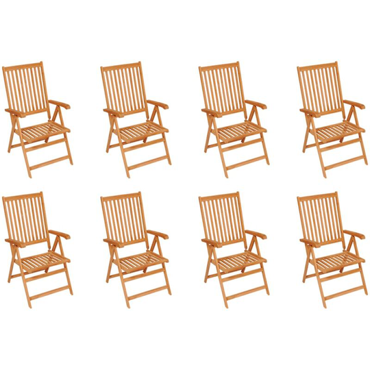 Reclining Garden Chairs 8 pcs Solid Teak Wood Vidaxl Brown