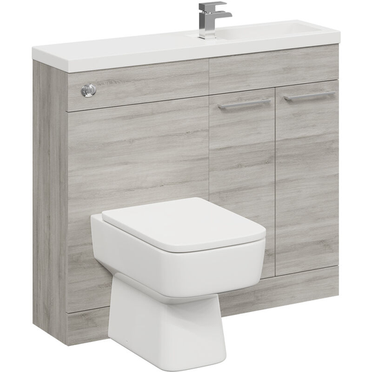 Wholesale Domestic - Napoli Combination Molina Ash 1000mm Slimline 2 Door Vanity Unit Toilet Suite - Molina Ash