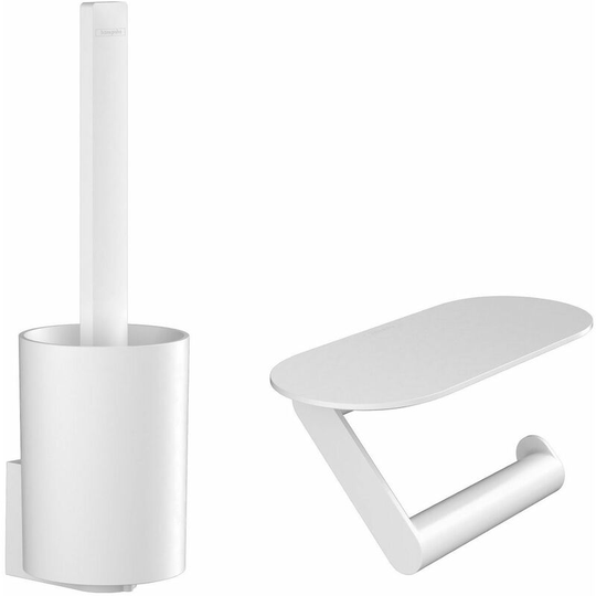 WallStoris Bathroom Accessory Set Toilet Brush Holder Shelf White - White - Hansgrohe