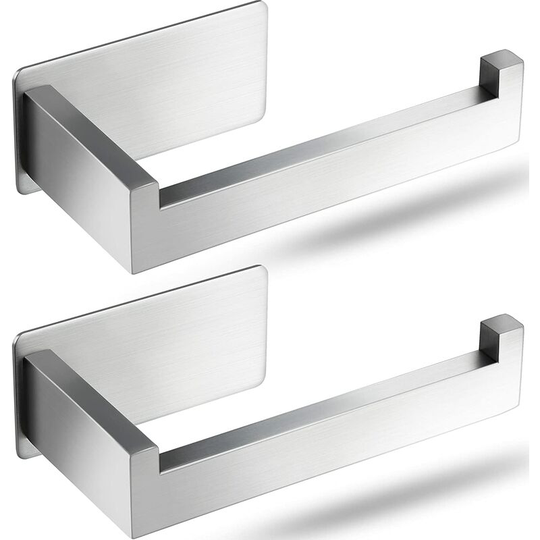 Toilet Paper Holder, Adhesive Toilet Roll Holder, sus 304 Stainless Steel Toilet Paper Holder(2 Pieces,Silver)