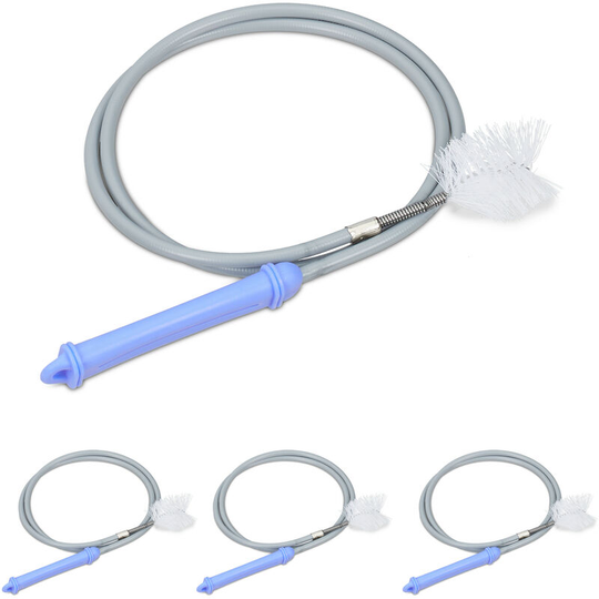 Relaxdays - Set of 4 Drain Brushes, 1 m Long, Flexible Clog Remover, Cleaning Tool, Sink & Fish Tank, Kitchen & Bath, Grey