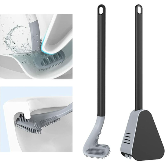 Golf Silicone Toilet Brush Long Handled Toilet Brush Toilet Brushes and Holders for Bathroom Black