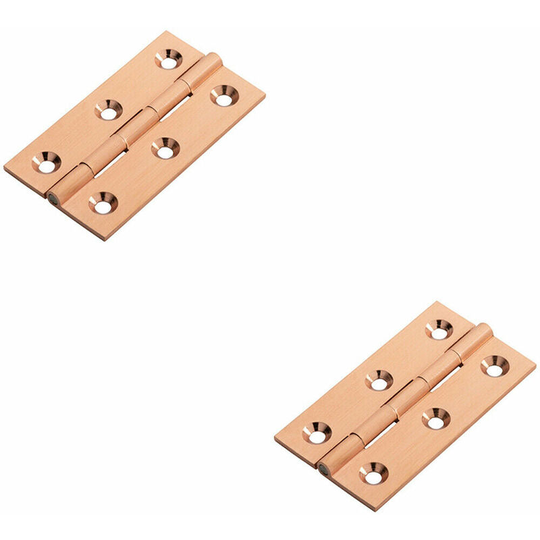 2x pair 64 x 35 x 2mm Cabinet Hinge Modern Satin Copper Cupboard Door