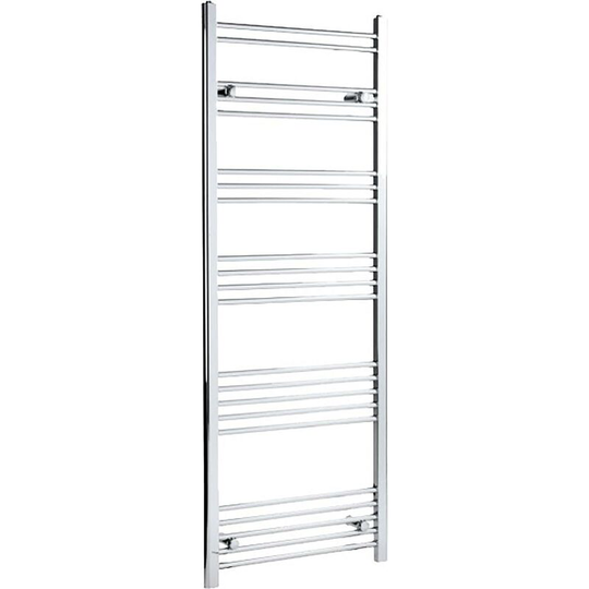 Dual Fuel Heated Towel Rail Chrome Designer Flat Manual Electric 1600 x 600mm - Silver