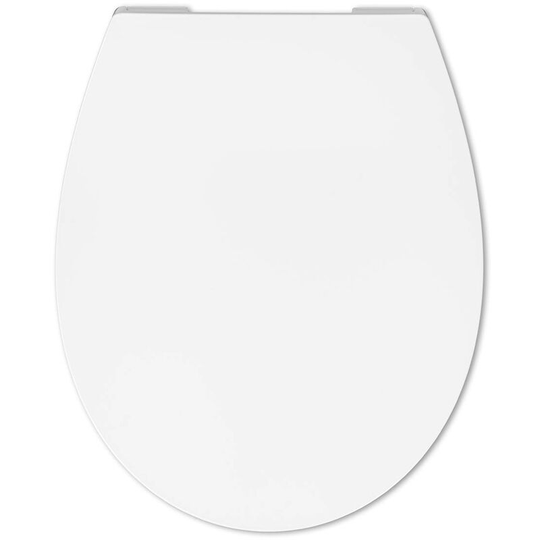 Oval slim duroplast toilet seat with soft close and lift off - White - Accents