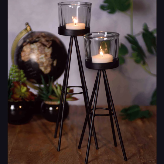 2 Piece Metal Tealight Holder Set