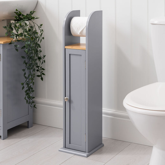 Grey Toilet Roll Holder Cabinet - Grey