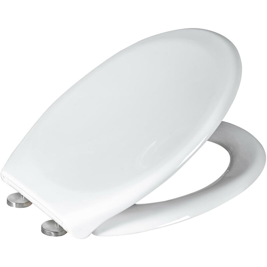 Soft Close White Plastic Toilet Seat with One Button Release, Granada - White