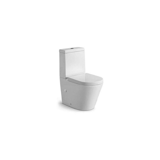 Bathshop321 - Rimless Close Coupled Modern Toilet - With Soft Close Seat (Fully Back To Wall)