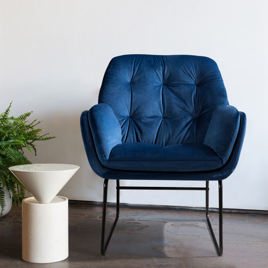 Linen Double Layer Padded Chair Armchair, Blue - Livingandhome