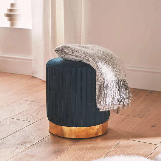 Polla 35Cm Wide Velvet Round Footstool