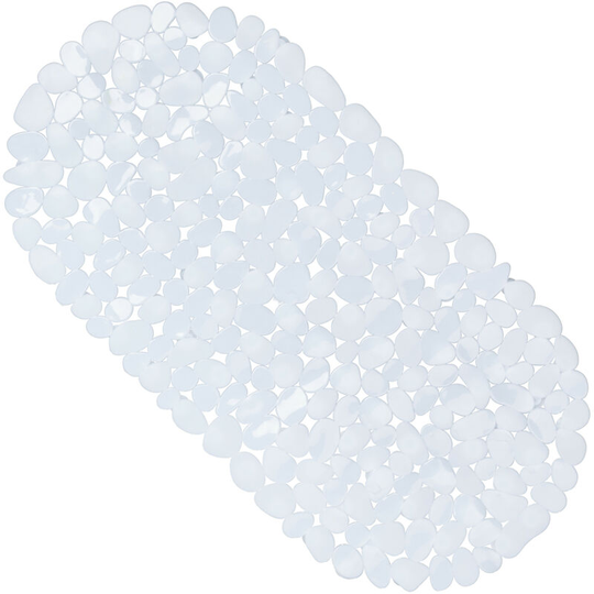 Relaxdays - Set of 1 Bathtub Mat, Pebble Design, Non-Slip Bath or Shower Insert, Suction Cups, LxW: 66.5 x 34.5 cm, White