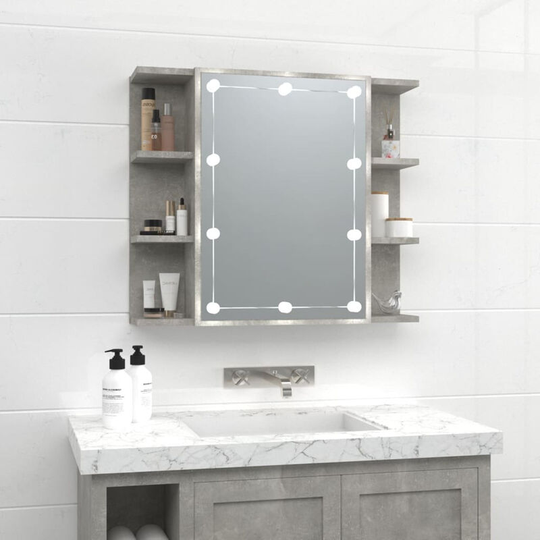 Mirror Cabinet with led Concrete Grey 70x16.5x60 cm