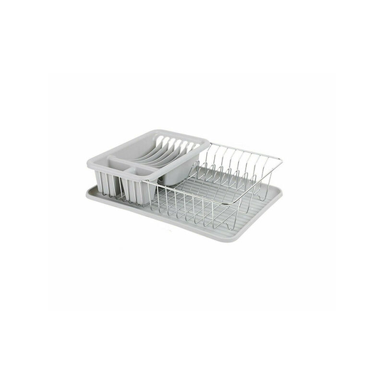 Large Grey Chrome Dish Drainer