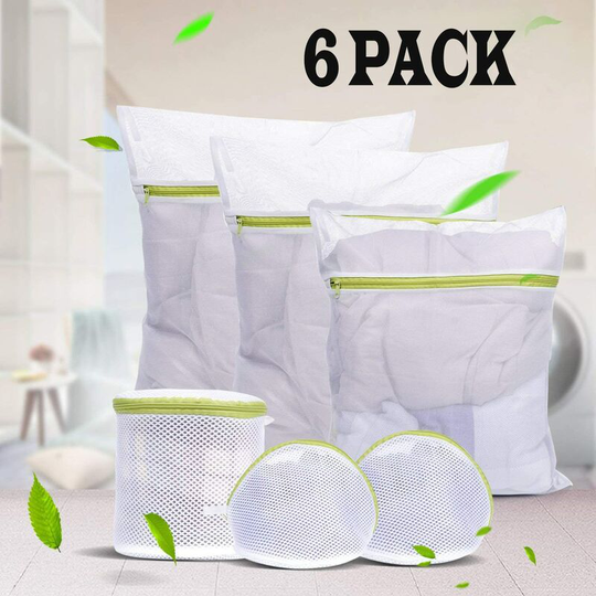Perlerare - Laundry net, laundry net, laundry bag with zipper to protect your clothes, laundry bag for washing machine (set of six green)