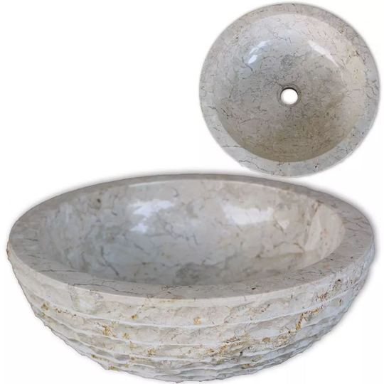 Basin Marble 40 cm Cream VD09362 - Hommoo