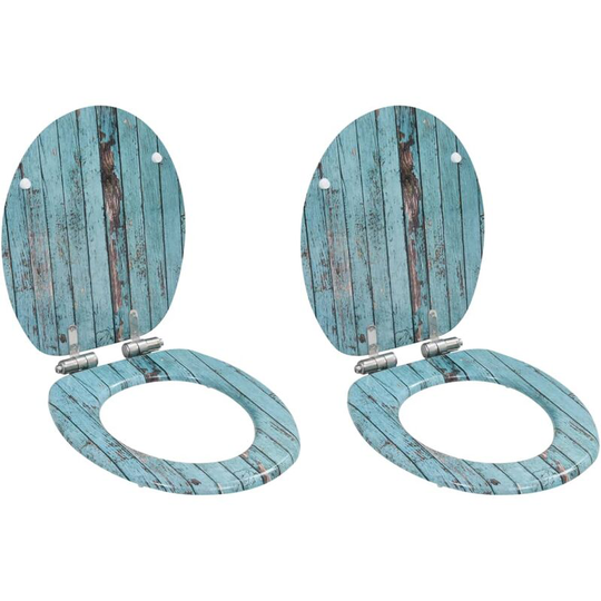 Topdeal WC Toilet Seats 2 pcs with Soft Close Lids MDF Old Wood Design VDTD19757
