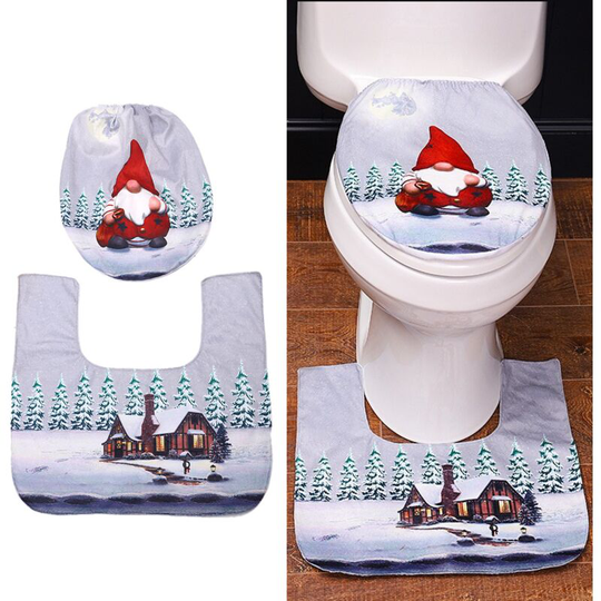 Toilet Seat Cover Toilet Seat Cover(Gray)Christmas Mat Bath Toilet Mat, for Home Decoration Closestool Seat Mat Toilet Lid Cover Accessory