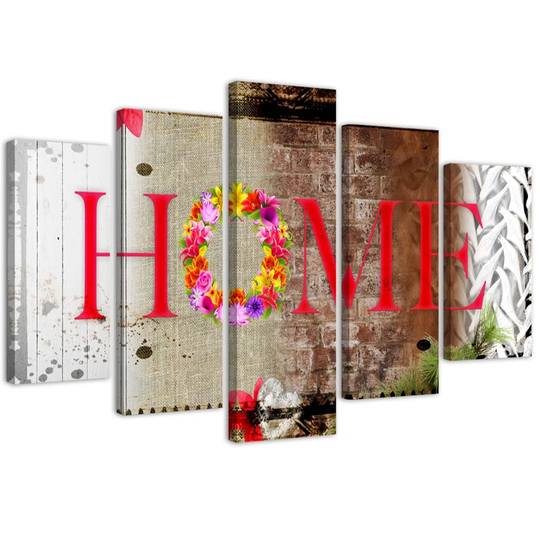 Canvas Print Home Inscription Flowers