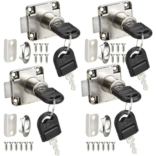 4Pcs Durable Desktop Drawer Lock Lock Latch Knob Lock Zinc Alloy Cylinder Cabinet Lock for Cabinets, Drawers, Mailboxes