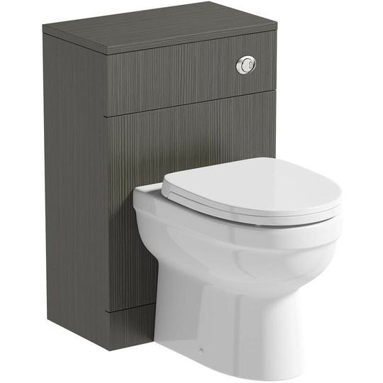 Lea avola grey slimline back to wall unit 500mm and Eden back to wall toilet with seat - Grey - Orchard