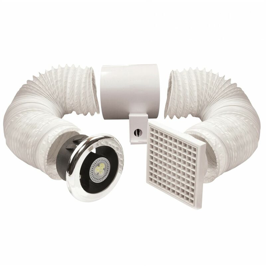 Airvent - led Extractor Fan Timer Controlled Toilet Bathroom Shower 100mm - White