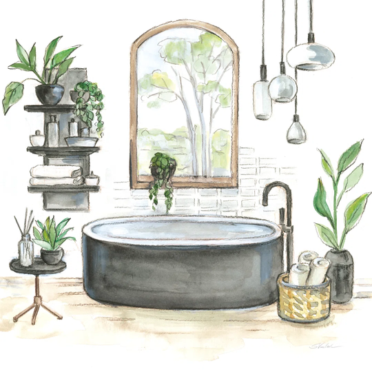 Black Bathtub I by Silvia Vassileva - Wrapped Canvas Painting Print