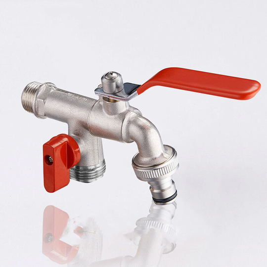 1/4 Turn Faucet 1/2 Nose 3/4 Ø15 + Male Valve Outlet 3/4' Inch Premium Quality Double Brass Water Tap, Rust and Freeze Resistant | For Garden,