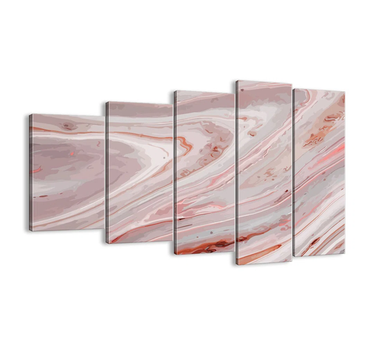 Liquid Pink - 5 Piece Unframed Graphic Art Print Set on Canvas