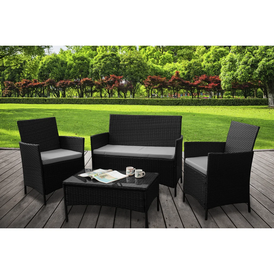 Gaubert Rattan 4 Seater Corner Sofa Set with Cushions