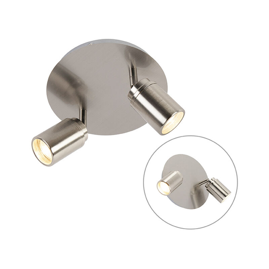 Qazqa - Modern bathroom spot steel 2-light IP44 - Ducha - Steel