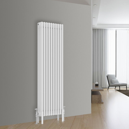 NRG - Traditional Cast Iron Style Radiator Central Heating Rads White Vertical 4 Column 1500x470mm