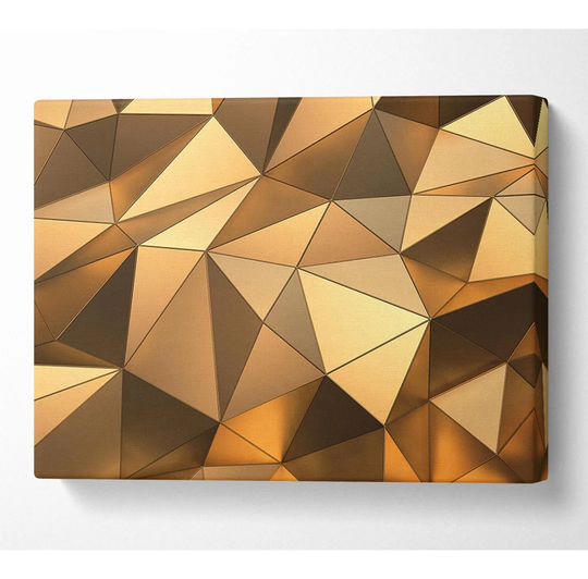 Gold Geometric Triangles Shining - Wrapped Canvas Graphic Art