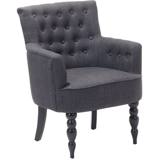 Beliani - Classic Buttoned Tufted Upholstered Armchair Wooden Legs Dark Grey Alesund - Grey