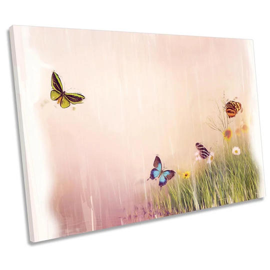 Butterflies Floral Rain CANVAS WALL ARTWORK Print Art