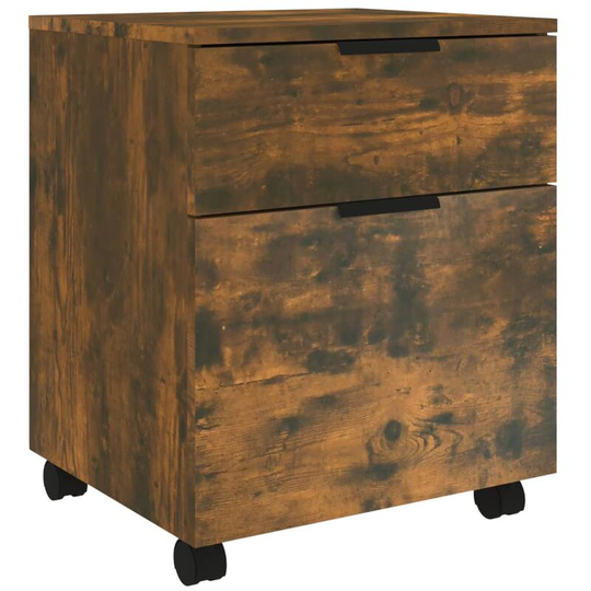 Mobile File Cabinet with Wheels Smoked Oak 45x38x54 cm Engineered Wood Vidaxl Brown