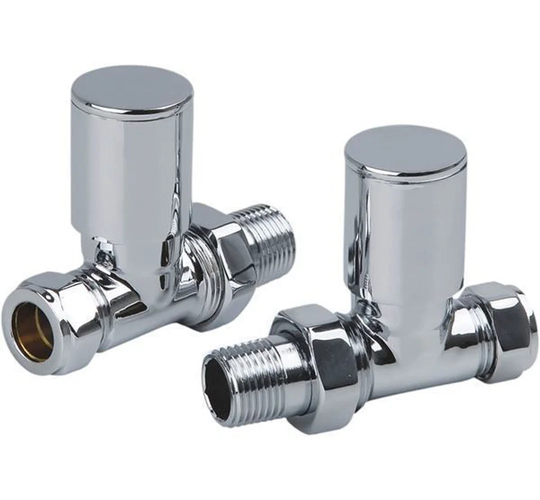 Chrome STRAIGHT Radiator Valves - Pair