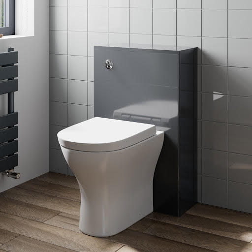 Artis Grey Gloss Concealed Cistern Unit & Arles Toilet - 500mm Width (215mm Depth)
