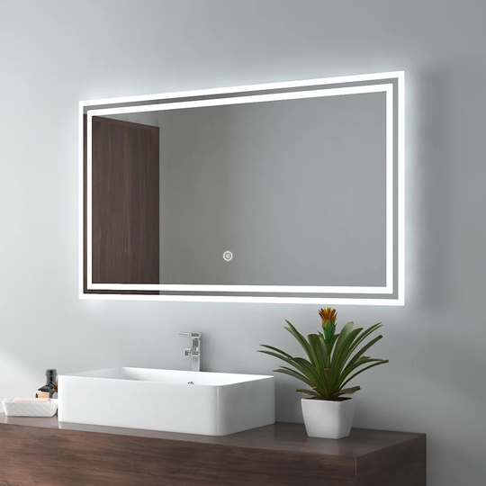 LED Bathroom Mirror 100X60cm Bathroom Mirror With Warm White/Cold White/Natural Light Illumination And Touch Switch IP44
