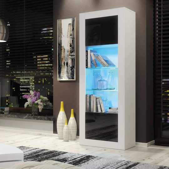 Modern Sideboard Display Cabinet Cupboard tv Stand Living Room High Gloss Doors - White & Black - White & Black
