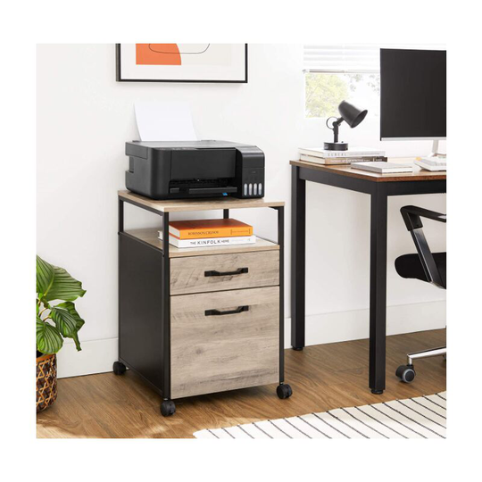 Industrial Filing Cabinet Vintage Rustic Wheels Drawers Office Storage Desk Unit