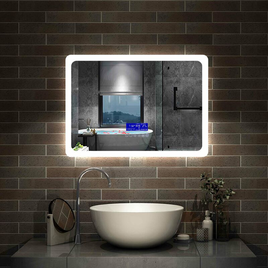Anti-foggy Wall Mounted Mirror,Frontlit led Illuminated Bathroom Mirror with Demister - 700x500mm ( WxH ) + Bluetooth