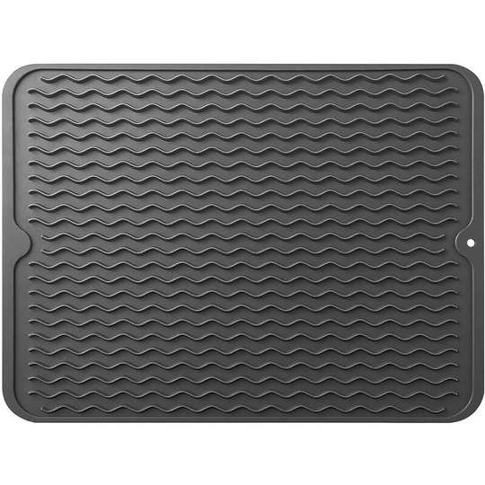 Perleraregb - Silicone Dish Drying Mat, Sink Organizer, Kitchen Sink Holder, Heat Resistant Non-Slip, Silicone Drainer Mat, Black