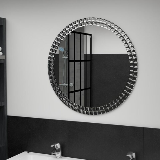 Wall Mirror Silver 70 cm Tempered Glass - Silver